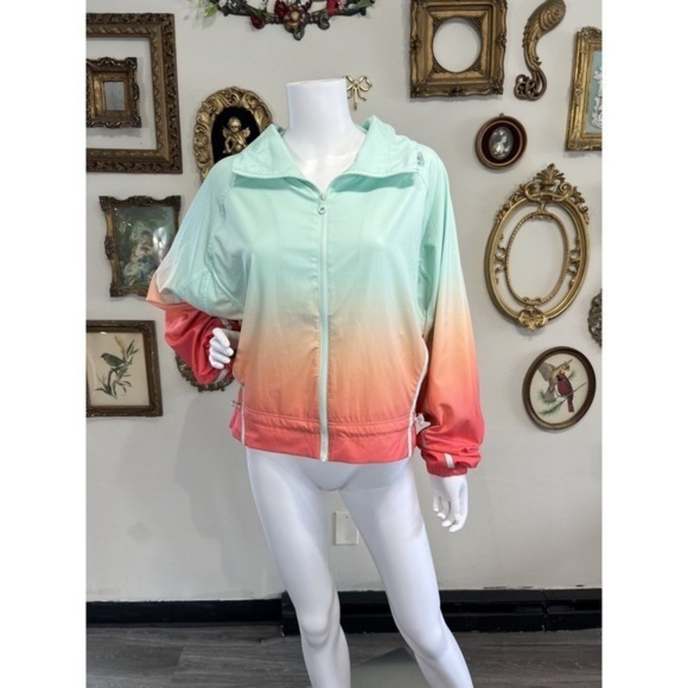 Beachriot Mint Pink Ombre Full Zip Lightweight Windbreaker Jacket Size s